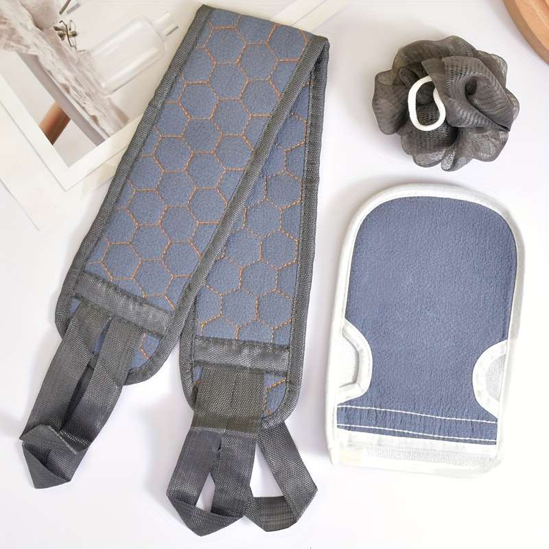 3 Pieces Exfoliating Bath Towel Set Body Cleansing Towel Soft Bath Glove