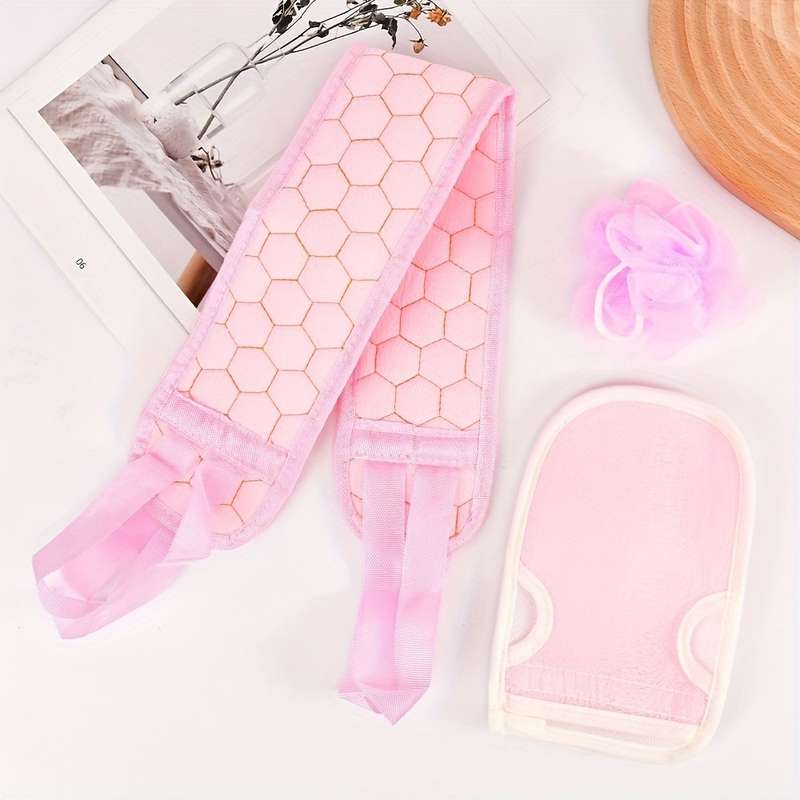 3 Pieces Exfoliating Bath Towel Set Body Cleansing Towel Soft Bath Glove