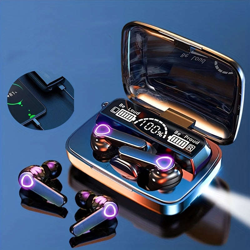 Wireless earbuds sports earphones with emergency charging box LED power display