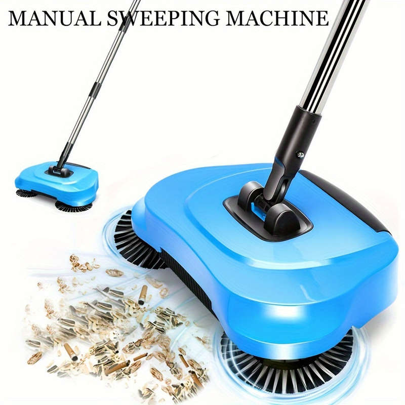 3-In-1 Manual Push Broom - Multi-Function Cleaning Tool With Sweeping And Mopping Functions - Spiral