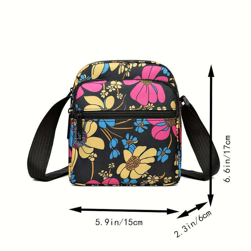Women's Say Flower Crossbody Bag Multi-layer Single Shoulder Handbag with Adjustable Shoulder Strap