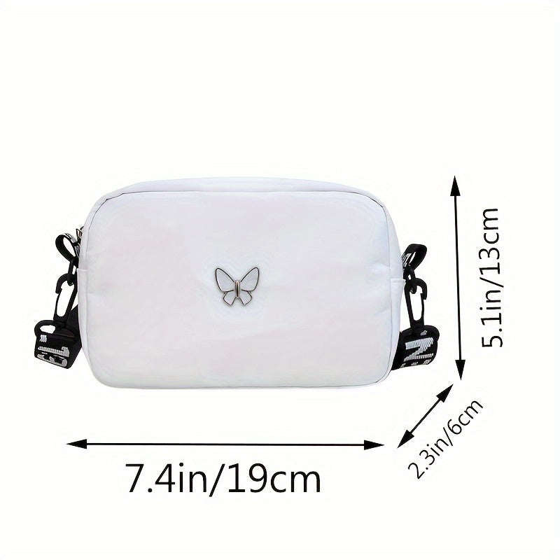 Women's solid nylon shoulder bag lightweight crossbody bag with adjustable shoulder strap and tasse