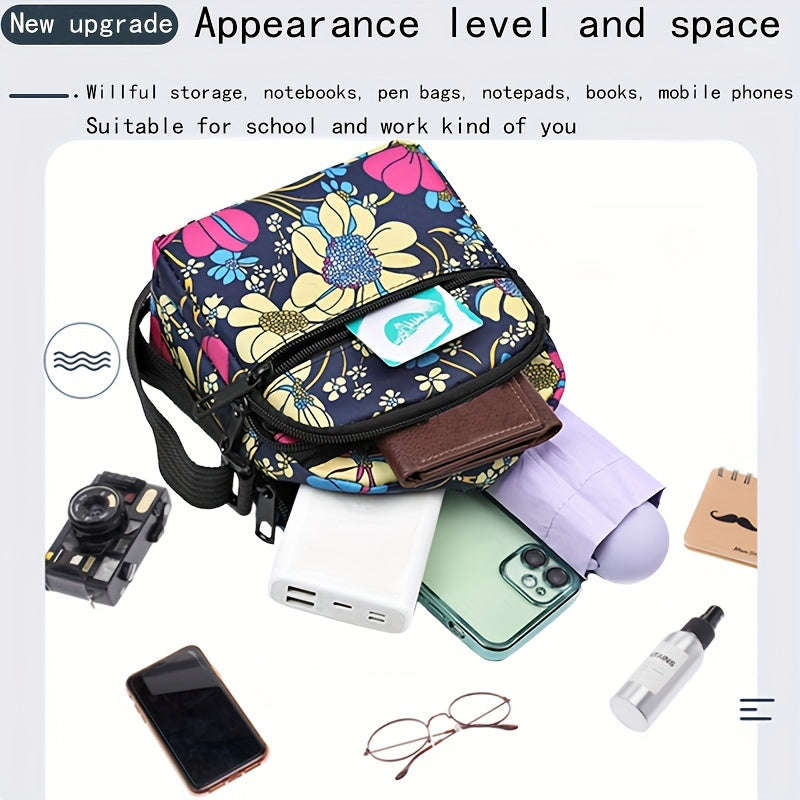 Women's Say Flower Crossbody Bag Multi-layer Single Shoulder Handbag with Adjustable Shoulder Strap