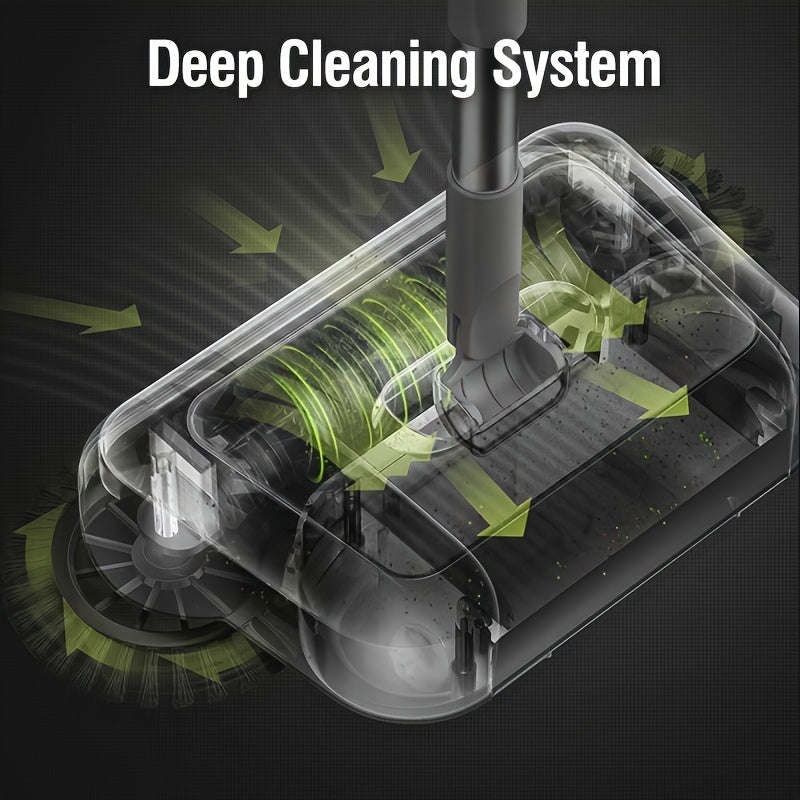 3-In-1 Manual Push Broom - Multi-Function Cleaning Tool With Sweeping And Mopping Functions - Spiral
