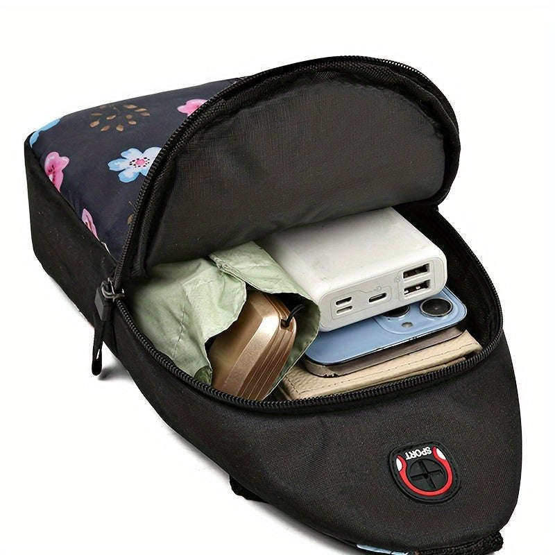 Women's casual nylon chest bag with adjustable shoulder straps and zipper closure