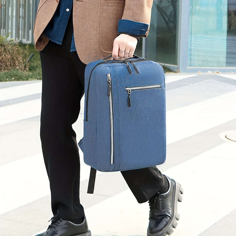 2-Piece Men's Simple Business Backpack Set Large Capacity Wear-Resistant Backpack + Square Shoulder