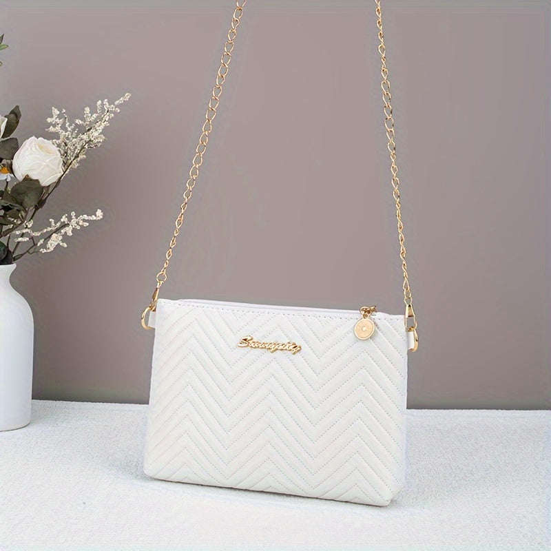 Fashion Striped Women's Clutch with Chain Shoulder Strap Versatile Crossbody Bag