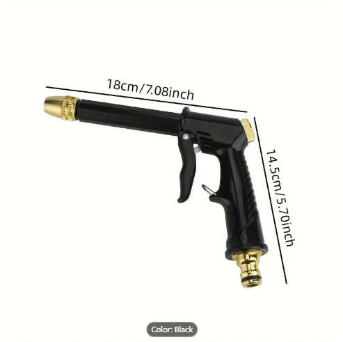 1pc High-Pressure Hose Nozzle Sprayer with Adjustable Metal Nozzle Ergonomic Trigger