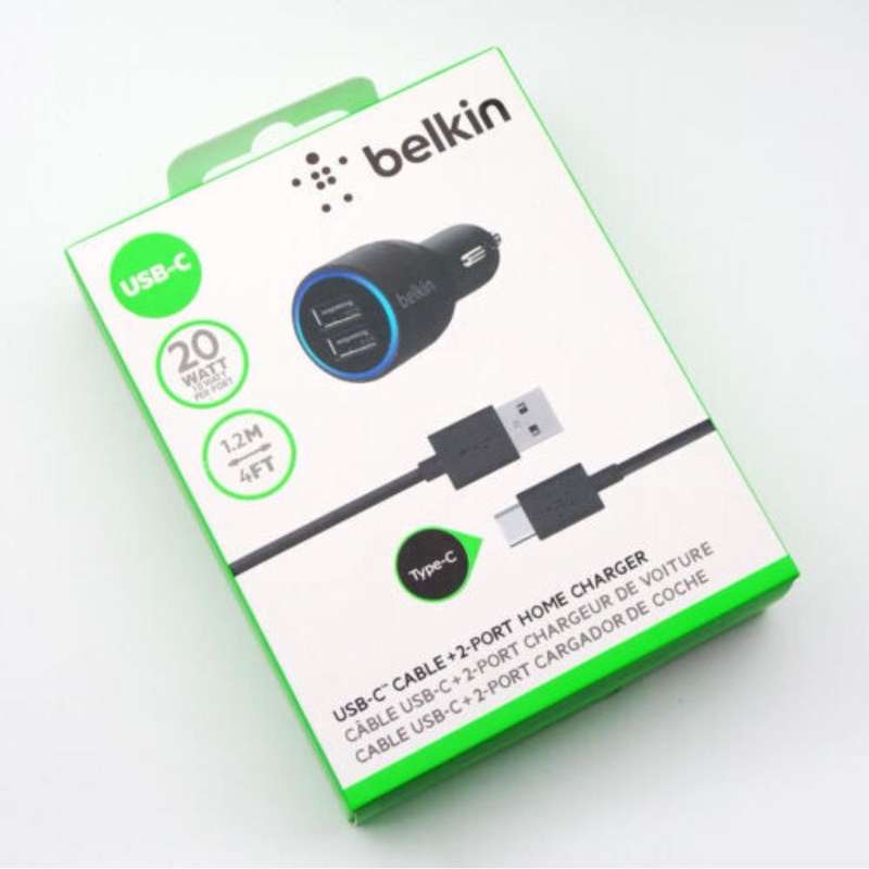 20W Dual Port Car Charger with Type C Cable