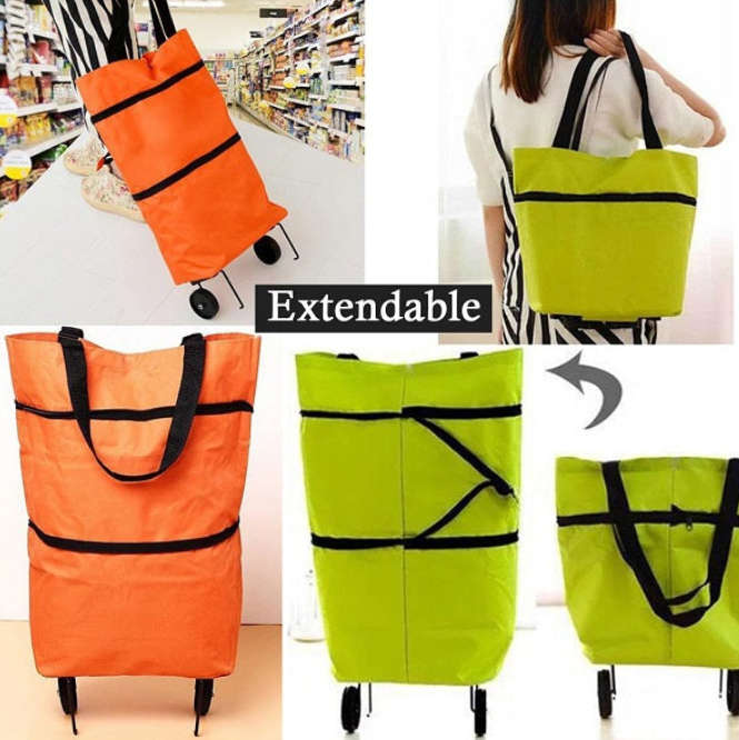 Collapsible Reusable Grocery Shopping Bag on Wheels