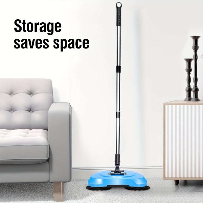3-In-1 Manual Push Broom - Multi-Function Cleaning Tool With Sweeping And Mopping Functions - Spiral