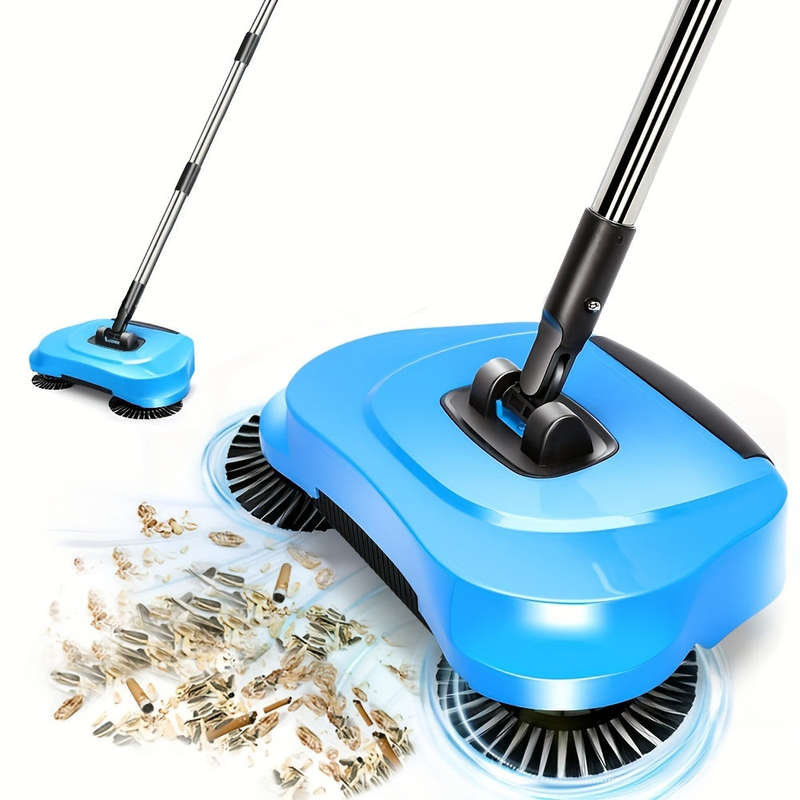 3-In-1 Manual Push Broom - Multi-Function Cleaning Tool With Sweeping And Mopping Functions - Spiral