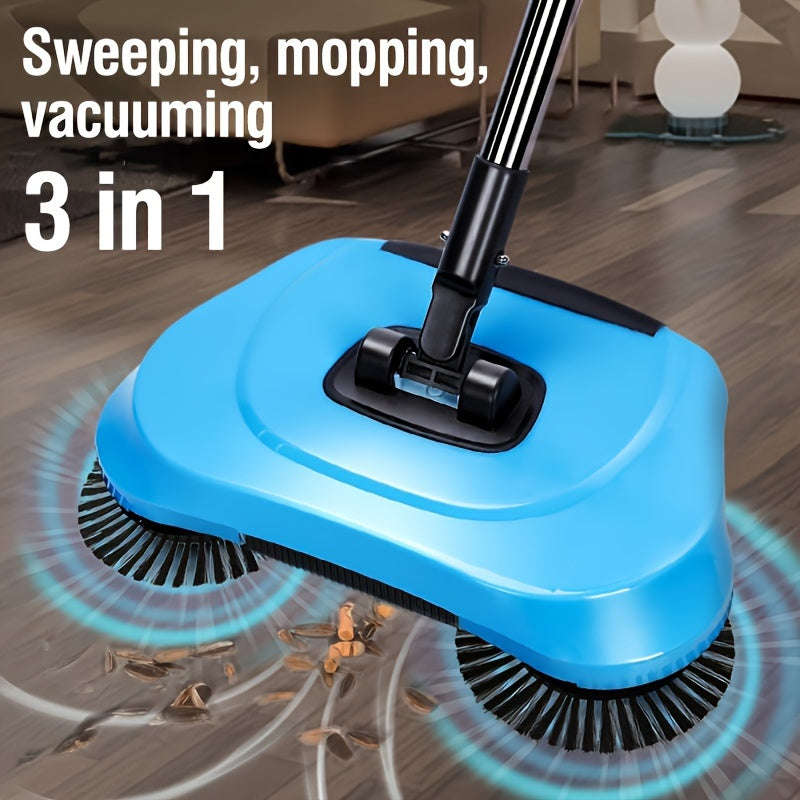 3-In-1 Manual Push Broom - Multi-Function Cleaning Tool With Sweeping And Mopping Functions - Spiral