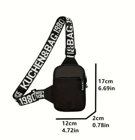 1pc Trendy Men's Nylon Chest Bag with Headphone Design Casual Mini Crossbody Satchel Sporty Adjustab