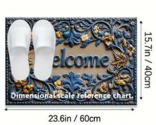 1pc Chic Abstract Line Welcome Doormat Botanical Pattern Non-Slip Machine Washable Polyester Rug