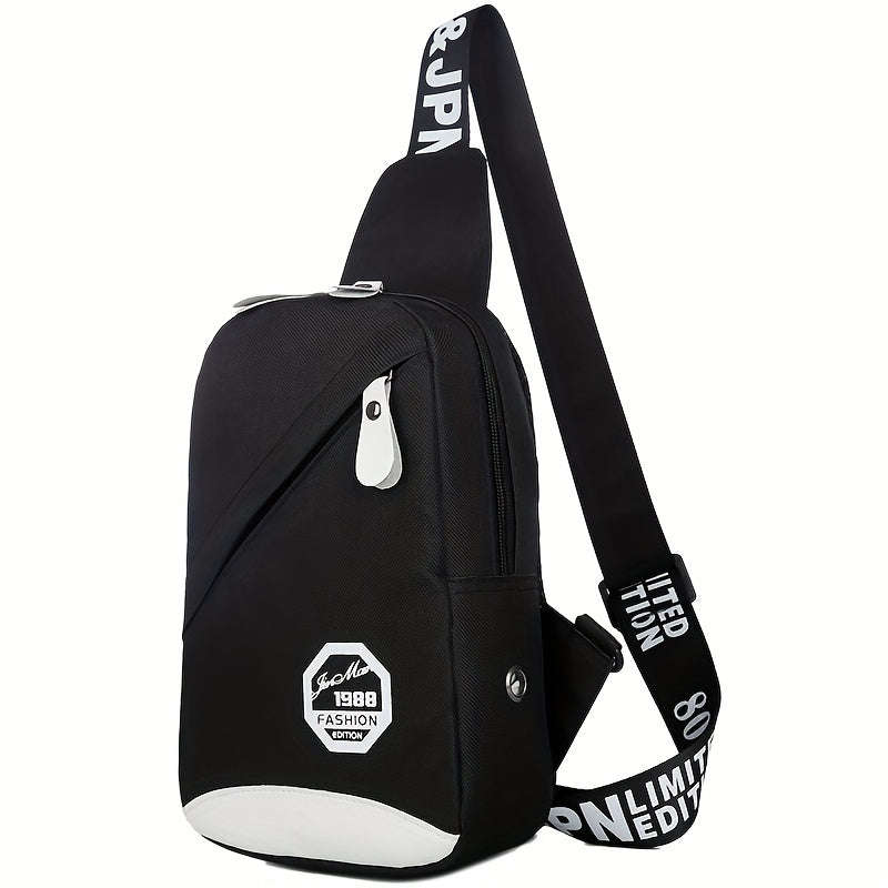 Fashion Black Nylon Women's Crossbody Bag - Lightweight Adjustable Shoulder Strap Crossbody Chest Ba