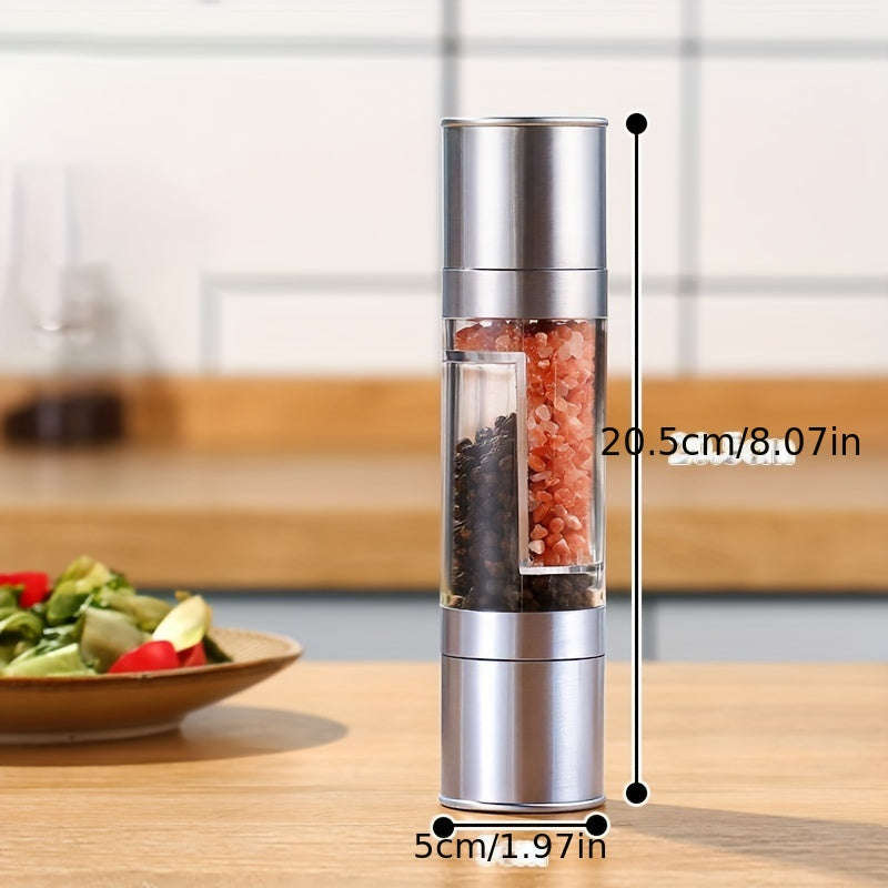 1 piece high quality double head stainless steel manual pepper grinder grind spices easily