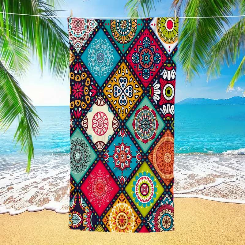 Bohemian Floral Quick Dry Beach Towel - Super Absorbent Microfiber, Lightweight And Soft, Perfect Fo