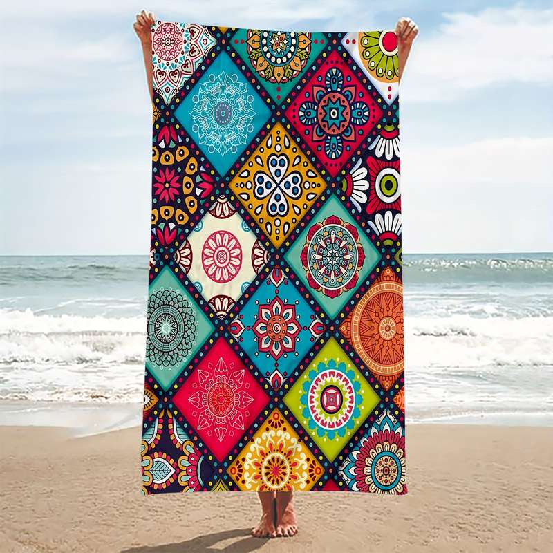 Bohemian Floral Quick Dry Beach Towel - Super Absorbent Microfiber, Lightweight And Soft, Perfect Fo