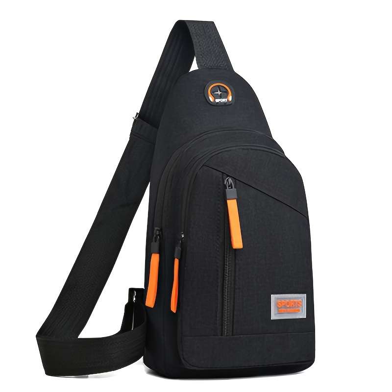 Stylish Black Oxford Canvas Crossbody Bag With Adjustable Shoulder Strap And Zip Closure - Perfect F