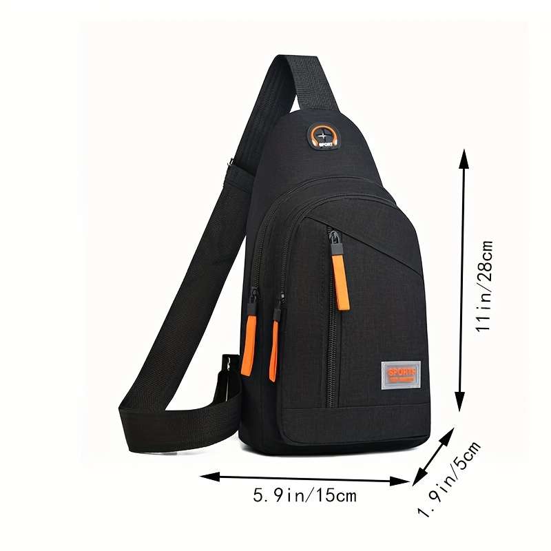 Stylish Black Oxford Canvas Crossbody Bag With Adjustable Shoulder Strap And Zip Closure - Perfect F