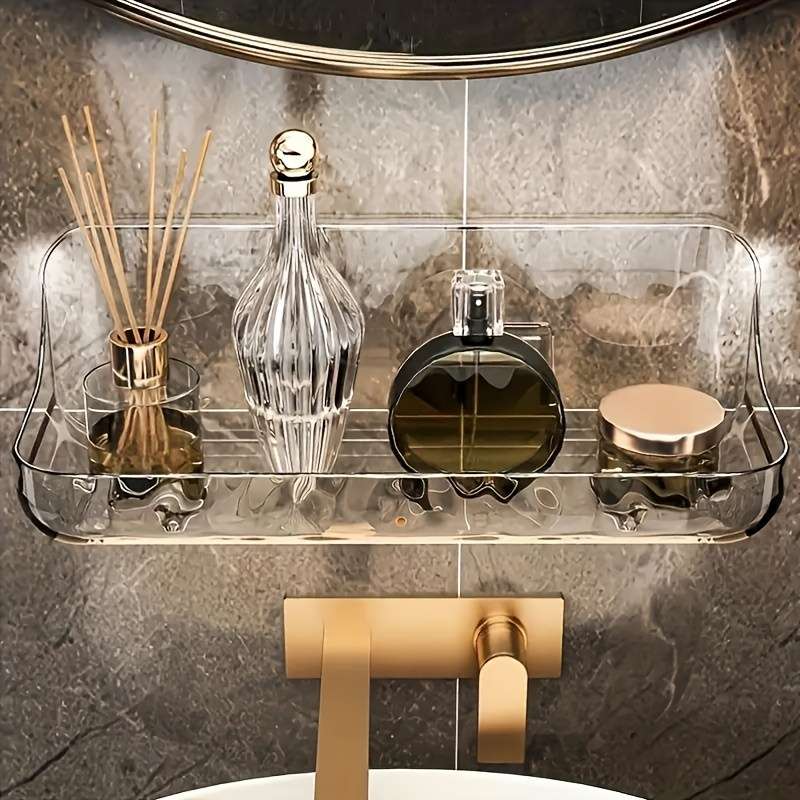 Wall Mounted Acrylic Bathroom Organizer No Drilling Required Easy Installation Plastic Cosmetics