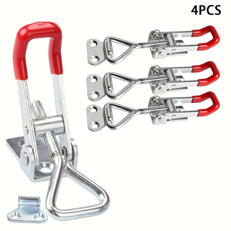 4-Piece Heavy Duty Iron Toggle Clamps, Adjustable Lever Lock - Safe Quick Release Hold-Down For Home