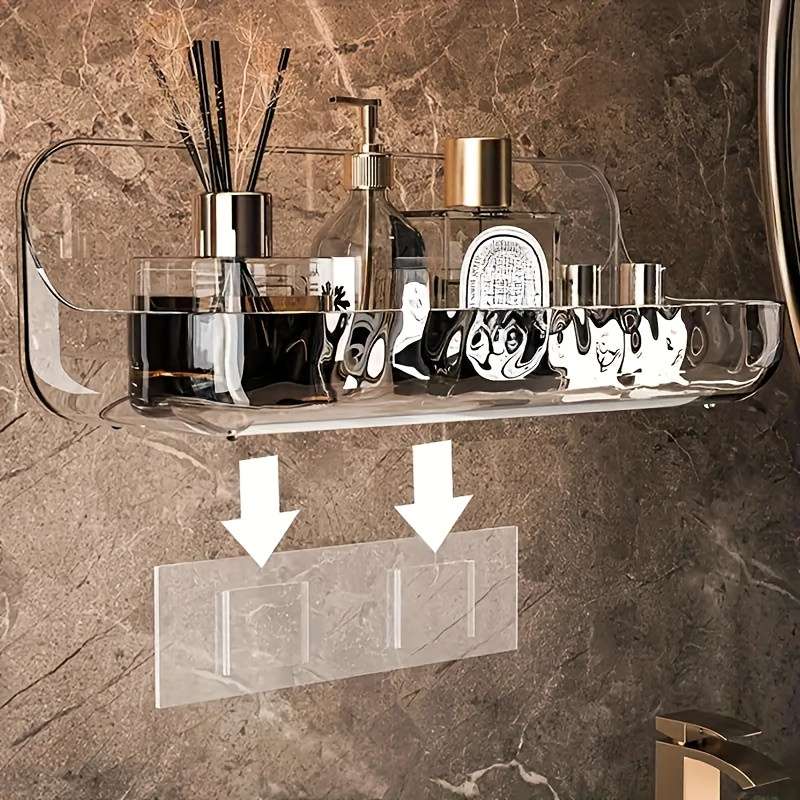 Wall Mounted Acrylic Bathroom Organizer No Drilling Required Easy Installation Plastic Cosmetics