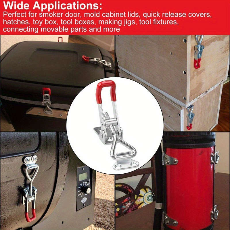 4-Piece Heavy Duty Iron Toggle Clamps, Adjustable Lever Lock - Safe Quick Release Hold-Down For Home