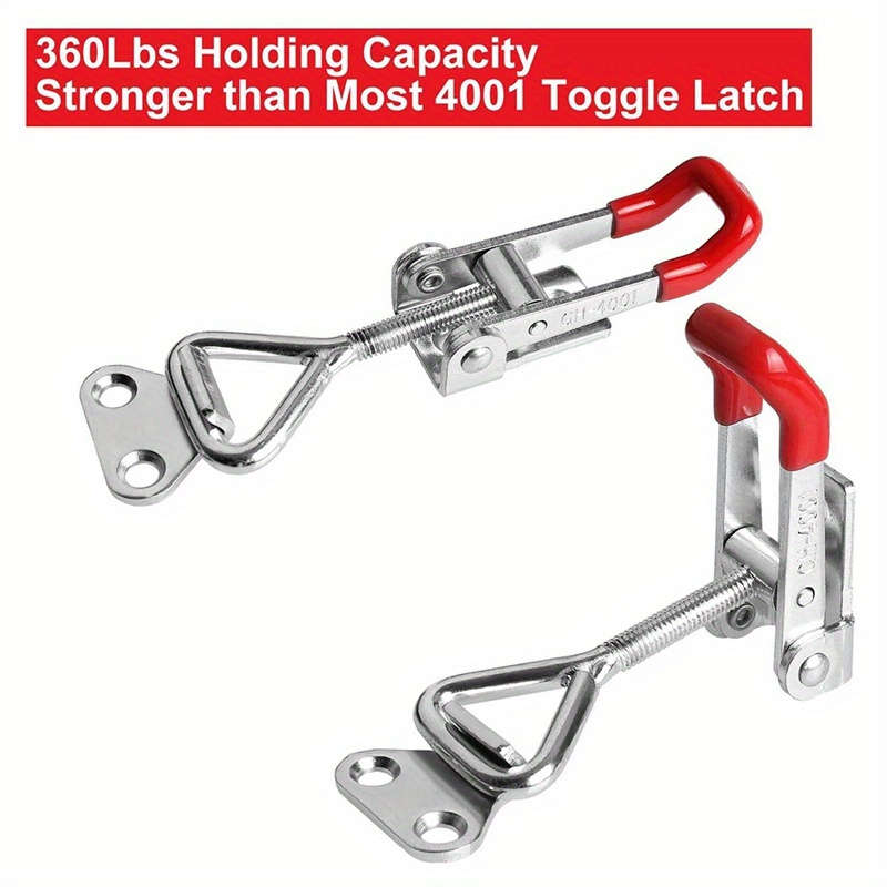 4-Piece Heavy Duty Iron Toggle Clamps, Adjustable Lever Lock - Safe Quick Release Hold-Down For Home