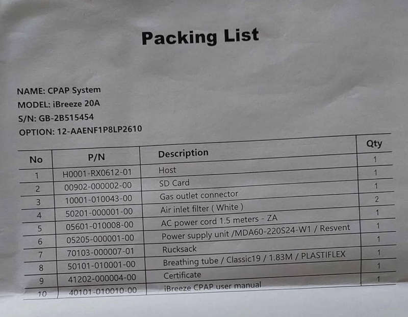 RESVENT IBREEZE CPAP