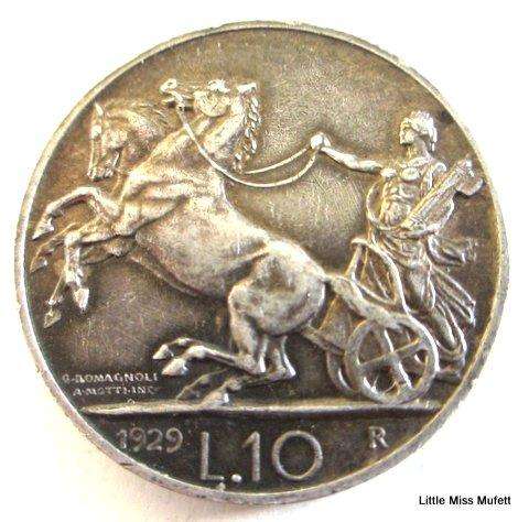 Italy Silver 10 Lire 1929 - RARE KEY DATE : EDGE *FERT* Choice EF--CompositionSilver (.835) Weight