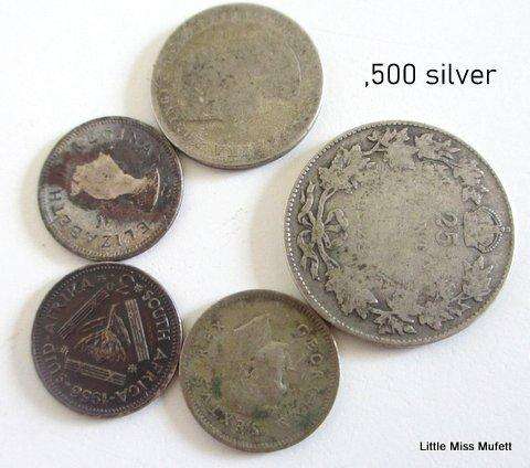 A lot of scrap silver coins mostly Union of South Africa--Total 65 Gram