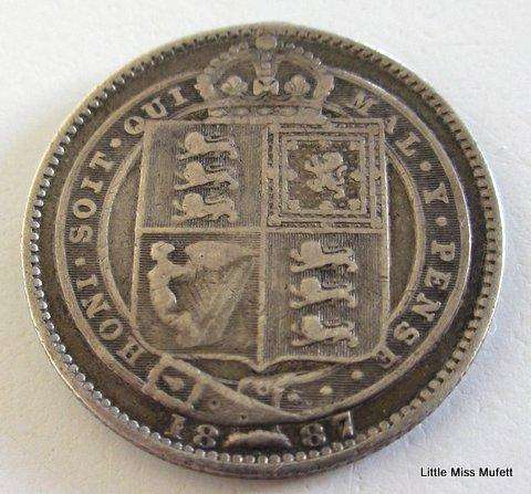 An 1887  Victorian .800 Silver 6d --Mal.Y.Pense--