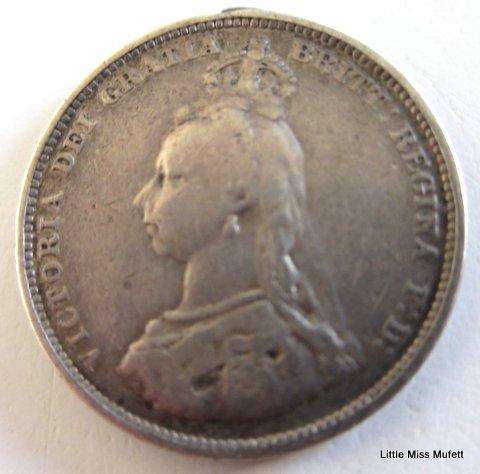 An 1887  Victorian .800 Silver 6d --Mal.Y.Pense--