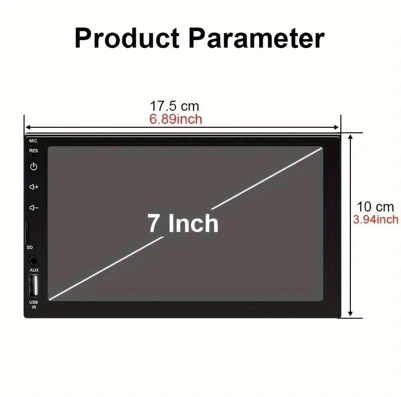 7 Inch HD Touch Screen Car Multimedia Player, Single DIN, Wired CarPlay & Android Auto