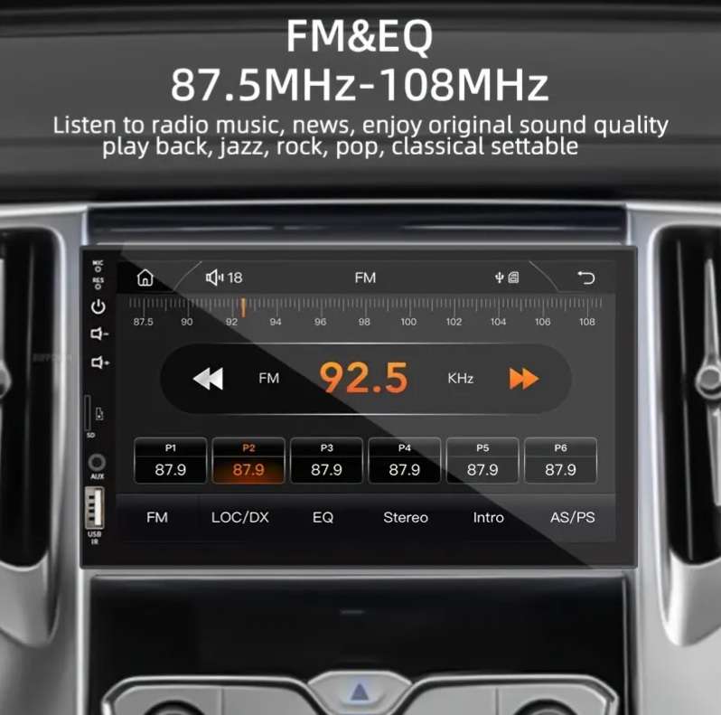 7 Inch HD Touch Screen Car Multimedia Player, Single DIN, Wired CarPlay & Android Auto
