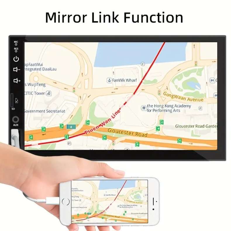 7 Inch HD Touch Screen Car Multimedia Player, Single DIN, Wired CarPlay & Android Auto