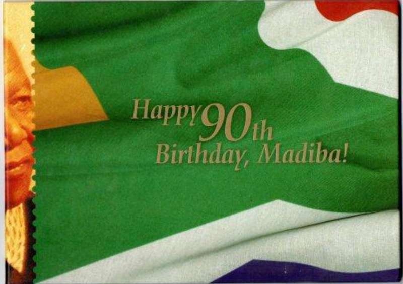 2008-8-14 Hard Cover Presentation Folder: Happy 90th Birthday, Madiba -  **Hawid gum to front**