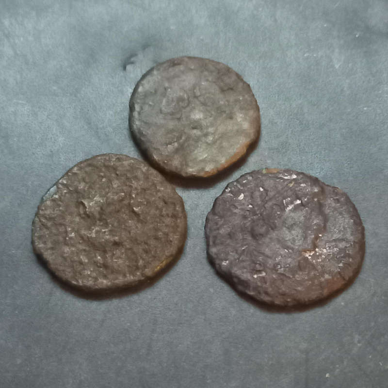 3 Ancient Roman coins. One lot. Unidentified.