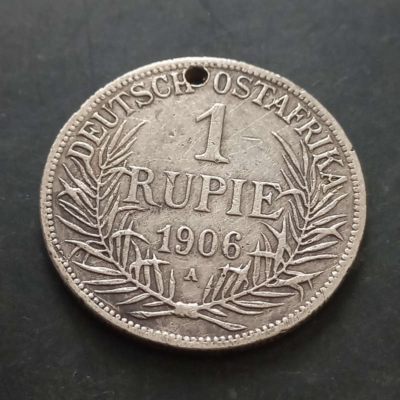 1906A German East Africa Rupie. Holed