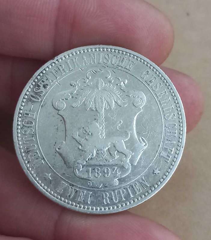 ***Very rare***1894 German East Africa 2 Rupies. Mintage only 18 000