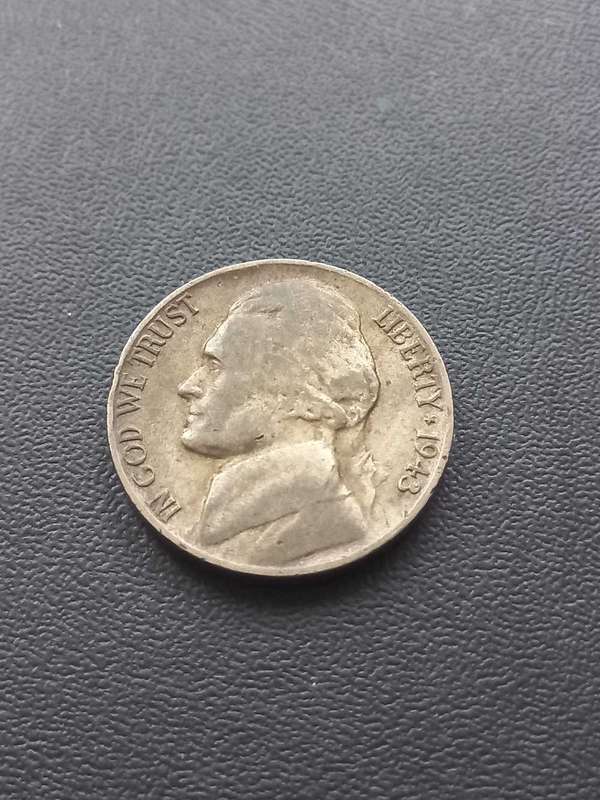 1943 "Wartime" Silver nickel USA .350 silver