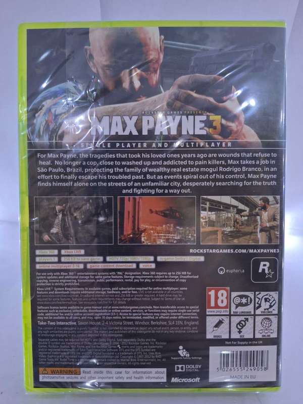 Max Payne 3 *FACTORY SEALED (XBOX 360)