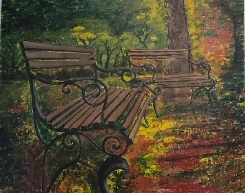 Stay A While - Acrylic Palette Knife on canvas