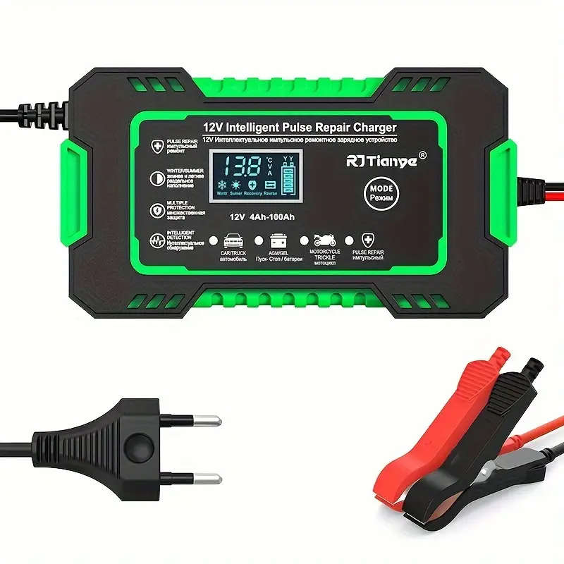 Battery Charger for Cars, Motorcycles, Trucks, ATVs & Boats 12V 6A Smart Pulse Repair Charger