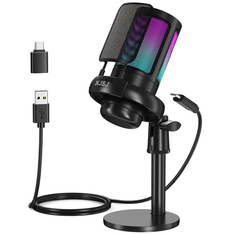 USB Microphone For PC, Gaming Mic For PS4/PS5/Mac/Phone, Condenser Microphone With Touch Mute