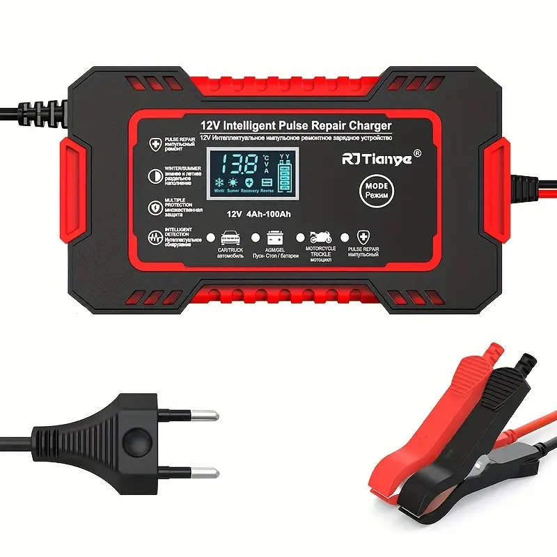 Battery Charger for Cars, Motorcycles, Trucks, ATVs & Boats 12V 6A Smart Pulse Repair Charger