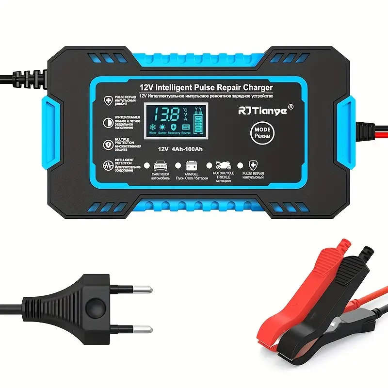 Battery Charger for Cars, Motorcycles, Trucks, ATVs & Boats 12V 6A Smart Pulse Repair Charger