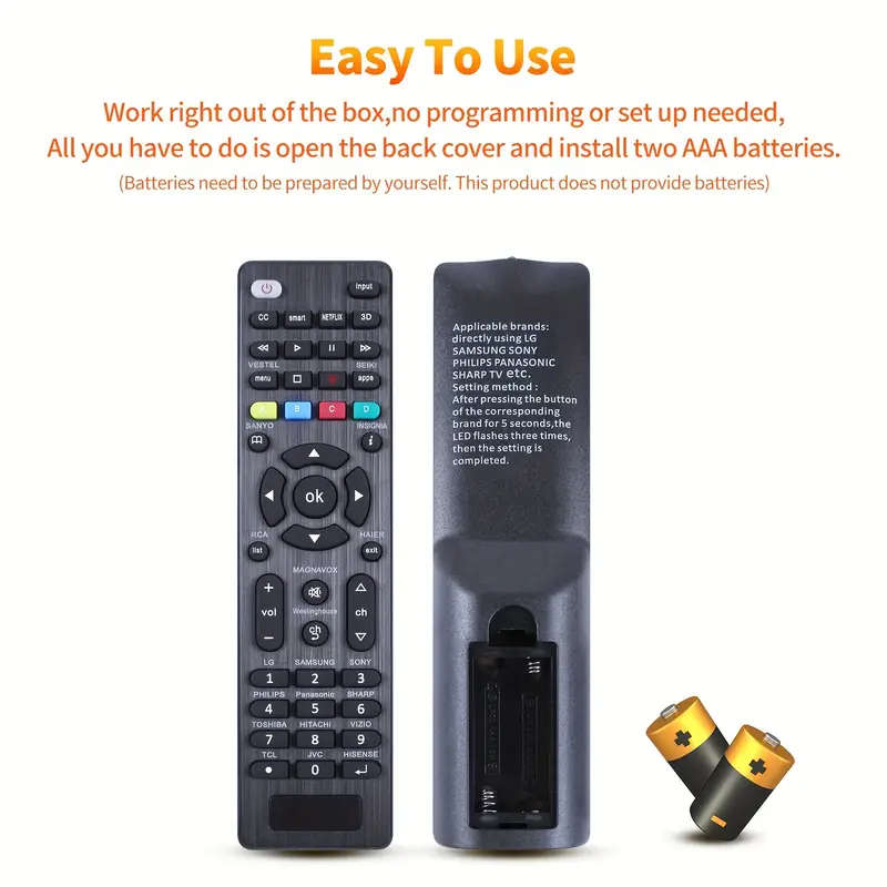 For LG, Samsung, Sony, JVC, Hisense. Universal Remote Control Compatible with 19 Model Brands